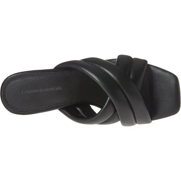 🆕Women's Crossover Heeled Sandal Pump Black Faux Leather, Stylish & Chic - Picture 8 of 8